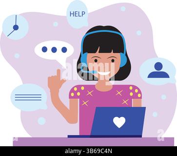Digital online marketing vector illustration with customer support concept. Flat style design Stock Vector