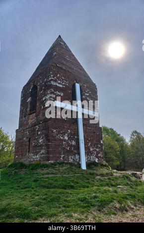 Beacon Tower with Easter Cross, Beacon Hill, Penrith, Cumbria Stock ...