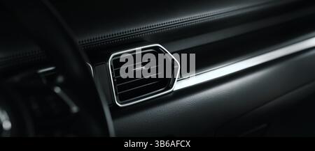 car interior detail. closeup of ventilation system and air conditioning. banner with copy space Stock Photo