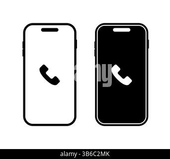 Smart phone vector call icon background. Cell phone black mockup isolated template interface app Stock Vector