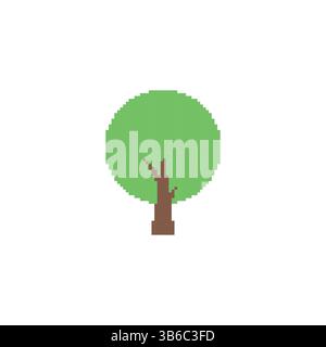 Simple pixelated tree icon. Minimalistic pixel art tree with green ...