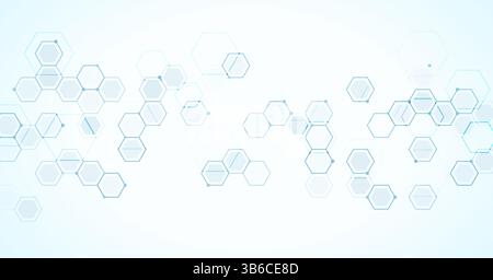Hexagon background abstract pattern medical geometric tech vector graphic design. Hexagon design science background. Stock Vector