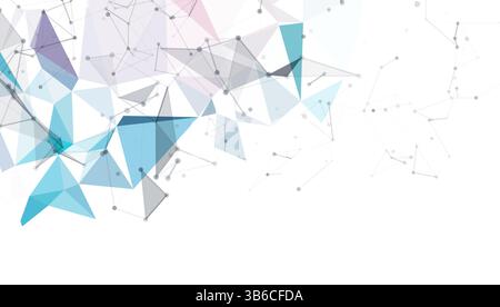 Abstract geometric network background with transparent blue polygons and connected dots for technology, science, or innovation themes Stock Vector