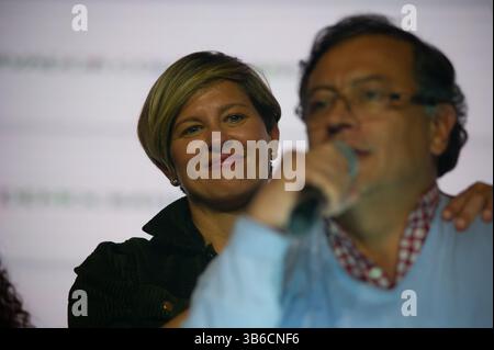 March 13, 2022, Bogota, Cundinamarca, Colombia: Presidential candidate Gustavo Petro speaks at an event after the 2022 Congressional elections in Colombia, on March 13, 2022, in Bogota, Colombia. Petro won his coalition consultation with over 4 million votes. (Credit Image: © Sebastian Barros/LongVisual via ZUMA Press Wire) Stock Photo