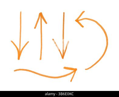 Set of orange arrows isolated on white Stock Photo