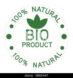 100% Natural Bio Product Seal - Eco-Friendly Certification Stock Vector