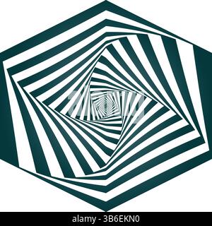 Hexagonal Optical Illusion with Twisting Stripes Stock Vector