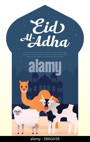 eid al adha poster illustration in gradient design style Stock Vector