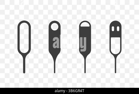 Sim ejector. Set of black pin icons. Flat design. Vector illustration isolated on transparent background Stock Vector
