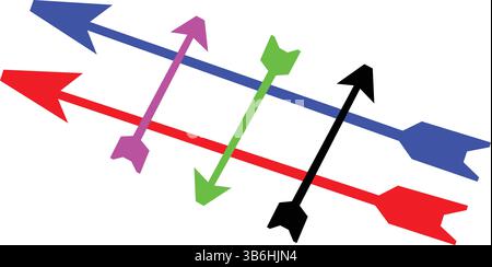 A vibrant array of intersecting arrows in various colors, a symbolic representation of direction Stock Vector