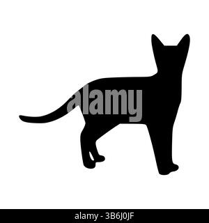 Black Cat Silhouette Vector - Minimalist Animal Clipart PNG Stock Vector