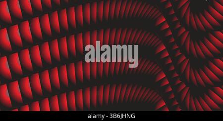 Black and red abstract woven pattern with 3D illusion and modern depth effect background, backdrop Stock Vector