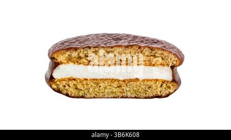 Choco pie chocolate biscuits with marshmallow isolated on white Stock Photo