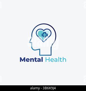 Mental health, human head, psychological help, psychiatry concept Stock Vector