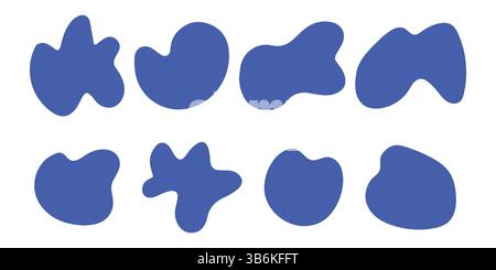 Simple Groovy Matisse Style Blue Abstract Blob Vector Set - Modern Art Elements Stock Vector