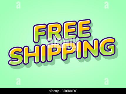 Bold playful text effect saying free shipping on green background Stock Vector
