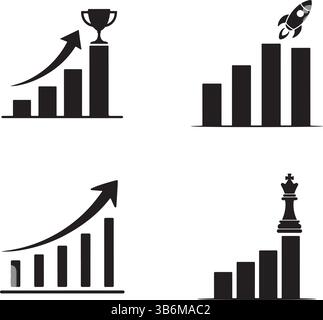 Growing Business Graph Success Icons Stock Vector