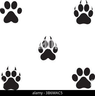 Black Paw Prints Animal Track Collection Stock Vector