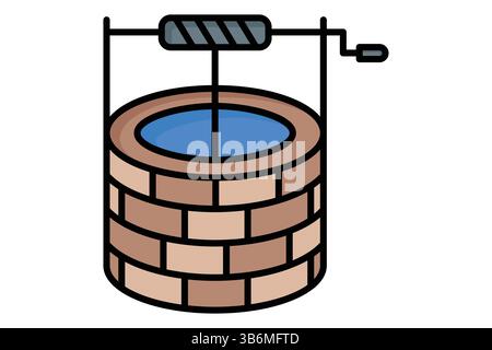 Water well icon. colored outline icon style. icon irrigation. agriculture elements vector illustration Stock Vector