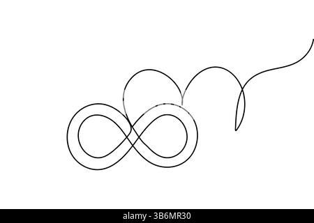 Infinity symbol continuous one line drawing and minimalist style isolate outline vector icon Stock Vector
