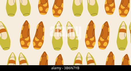 Seamless pattern with summer women's shoes Stock Vector