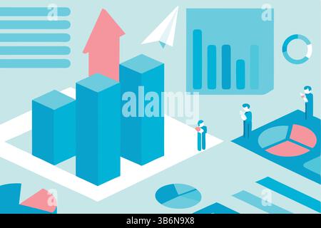 Isometric Business Infographic with Colorful Geometric Design Stock Vector