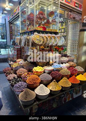 Spice Stand, Spice Souk Dubai, United Arab Emirates, UAE, Middle East Stock Photo