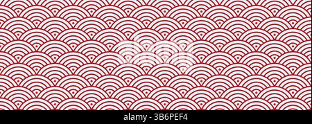 Traditional Japanese Seigaiha wave pattern vector background in blue, representing harmony and continuity with an oriental and minimalist aesthetic. Stock Vector