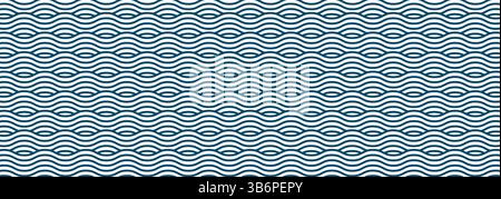Seamless blue wave pattern vector with modern minimal line design for ocean backgrounds, textile prints, and abstract decorative elements. Stock Vector