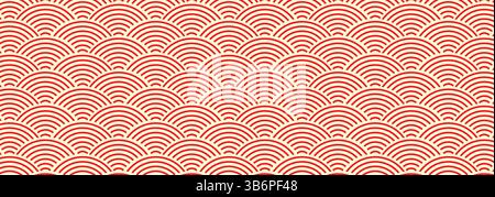 Traditional Japanese Seigaiha wave pattern vector background in blue, representing harmony and continuity with an oriental and minimalist aesthetic. Stock Vector