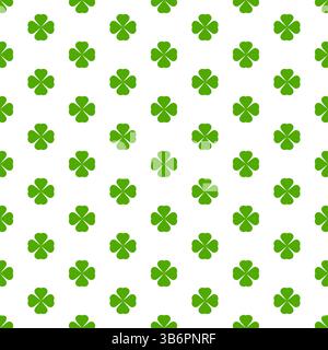 Floral green clover seamless pattern on white background for Patricks day. Stock Vector