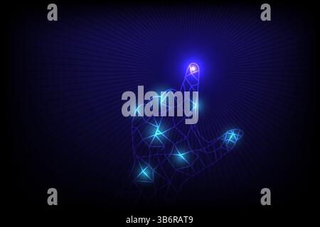Human Hand Touching on Glowing point, digital futuristic technology communication concept, vector and illustration Stock Vector