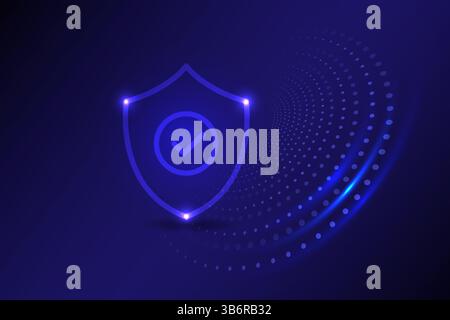 Cyber security Protection shield with Check mark icon, digital technology information privacy concept, vector and illustration Stock Vector