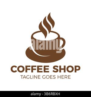 Modern Coffee Shop Logo Design – Vintage Style Cup Emblem for Cafes and Coffee Brands. Vector Stock Vector