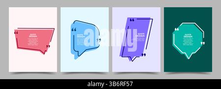 Vector illustration. Quote frames set. Isolated textbox. Text in brackets. Speech bubbles. Color geometric border background. Design elements Stock Vector