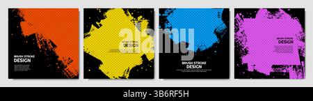 Vector illustration. Overlay hand drawn style. Abstract dirty black color layer on transparent background. Ink brush strokes mess. Design element Stock Vector