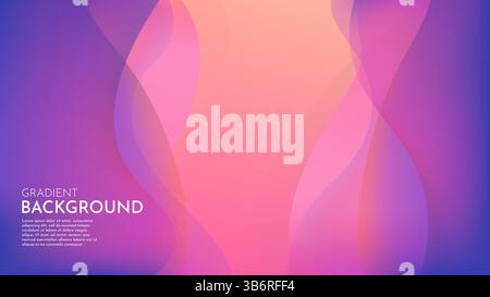 Vector illustration. Purple abstract background with smooth wavy gradient shapes. Minimalist design for web banner, website template, wallpaper Stock Vector