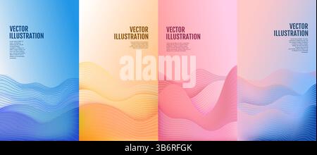 Vector illustration. Abstract background with smooth wavy gradient shapes and lines. Minimalist design for flyer, voucher, leaflet. coupon. Soft color Stock Vector