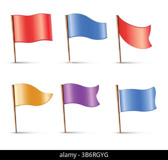 Flags, set of vector multi colored pins Stock Vector