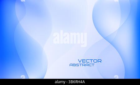 Vector illustration. Blue abstract background with smooth wavy gradient shapes. Minimalist design for web banner, website template, wallpaper Stock Vector