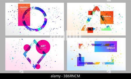 Vector illustration. Modern Art graphics. Ink paint splash. Brush stroke border figures. Colorful dynamic frame stylish geometric bright background Stock Vector
