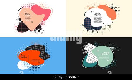 Vector illustration. Abstract liquid shape horizontal background set. Design element for web banner, web template. Pop art colorful fluid blots Stock Vector