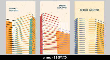 Vector illustration. Contemporary art vintage background set. Color minimalist graphic design elements for voucher, flyer, coupon, wallpapers Stock Vector