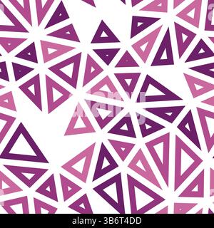 Vector science background. Medium triangles size. Monotone style. Geometric shapes outlined. Repeatable pattern. Berry Blossom Hues. Stock Vector