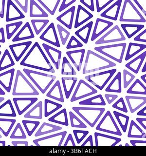 Abstract mosaic background. Medium triangles size. Monotone style. Rounded triangular cells outlined. Repeatable pattern. Violet contrast. Stock Vector