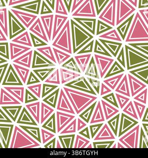 Triangles pattern geometric design. Medium triangles size. Solid shapes in frames. Multiple colors style. Repeatable pattern. Vibrant vector tiles. Stock Vector
