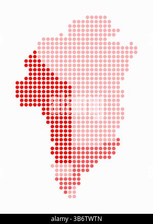 Greenland dotted map. Digital style map of the country on white background. Greenland shape with circle dots. Colored dots style. Large size circles. Stock Vector