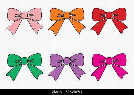 vibrant decorative ribbon vector collection on white background Stock Vector