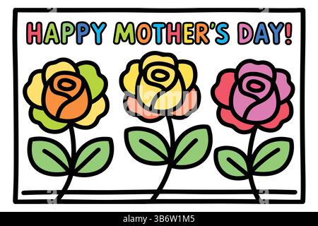 happy mother’s day floral heart frame vector illustration Stock Vector