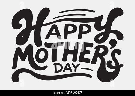 festive vector mothers day greeting with playful black script design Stock Vector